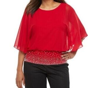 MSK Red Beaded Top
